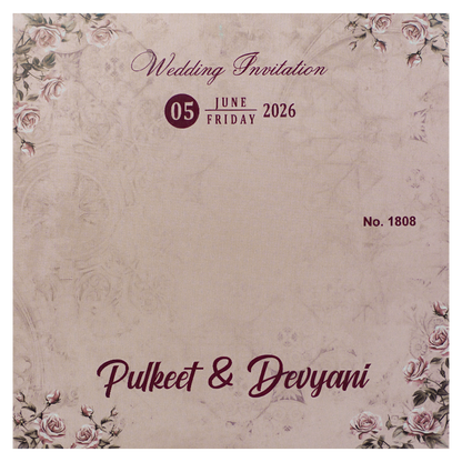 Pink Laser Cut Padded Wedding Card-KJTS1808