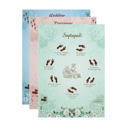 Blue Floral Ganesha Double Door Wedding Card - KNLY6103