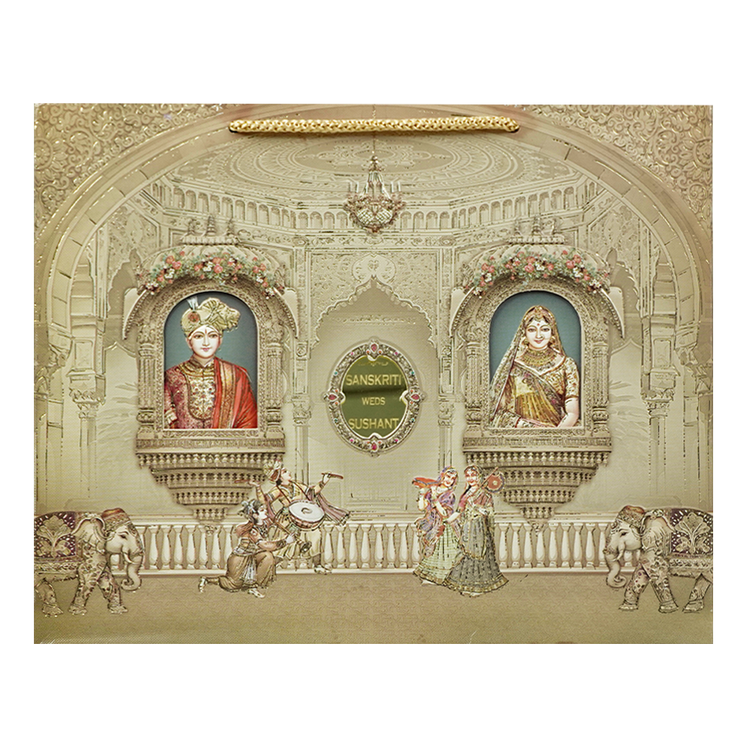 Royal Palace Bag Style Wedding Card-KSI64690