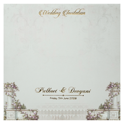 Cream Gatefold Floral Padded Wedding Card-KJTS1819