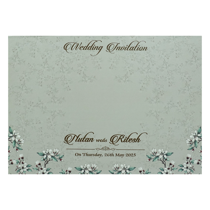 Grey Medallion Padded Wedding Card-KRE27870