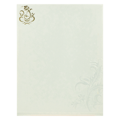 White Embossed Ganesha Wedding Card-KNK1828