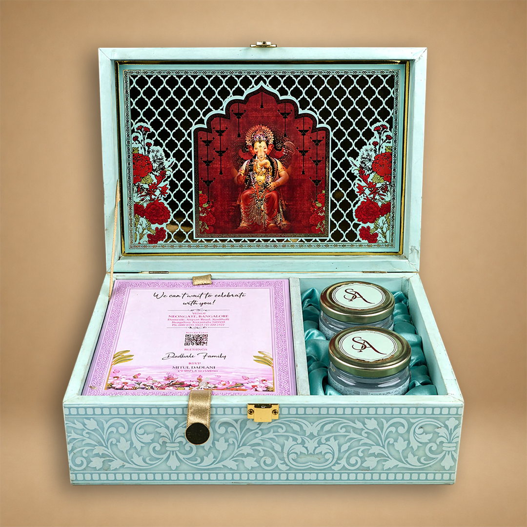 Blue Premium Bride Groom Luxury Invitation Box - KNLW20257