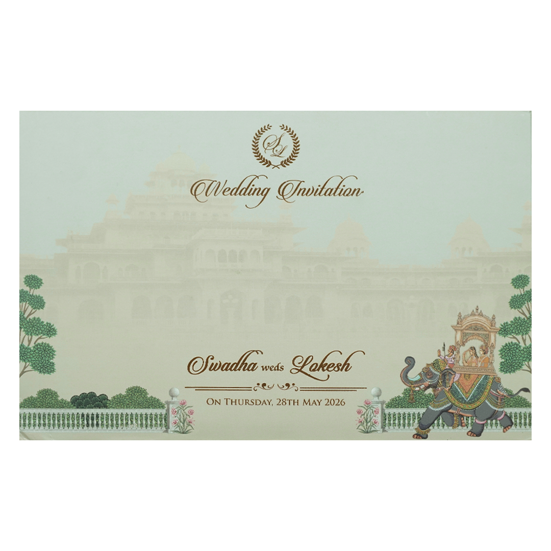Buy Royal Palace Elephant Procession Padded Wedding Card