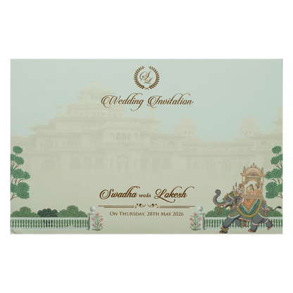 Buy Royal Palace Elephant Procession Padded Wedding Card
