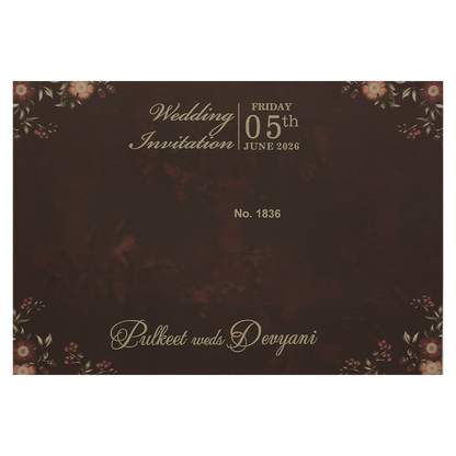 Buy Brown Floral Padded Wedding Card