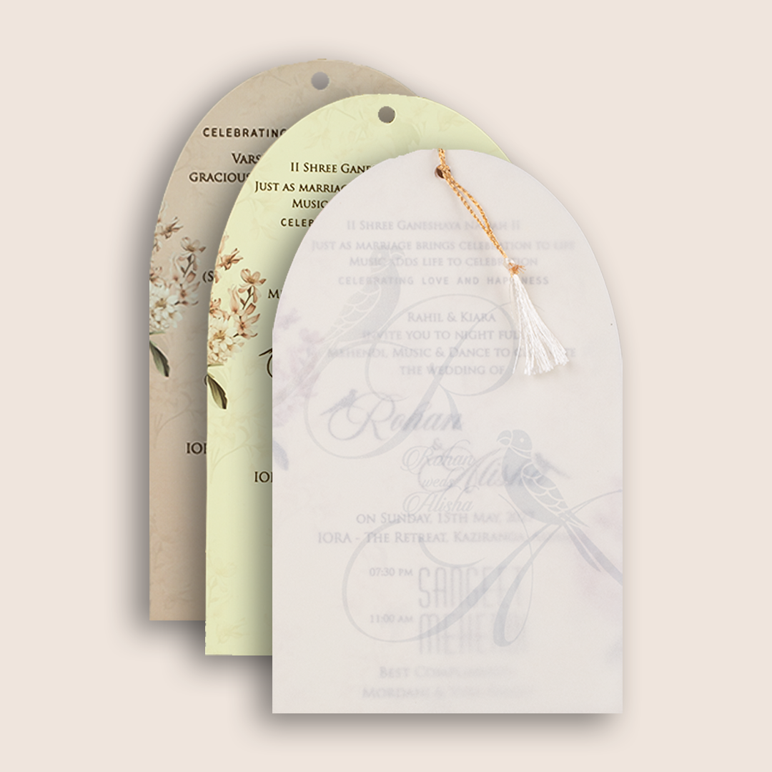 Pastel Pink Jasmine Flower Laser Cut Marriage Invitation - KFR17280