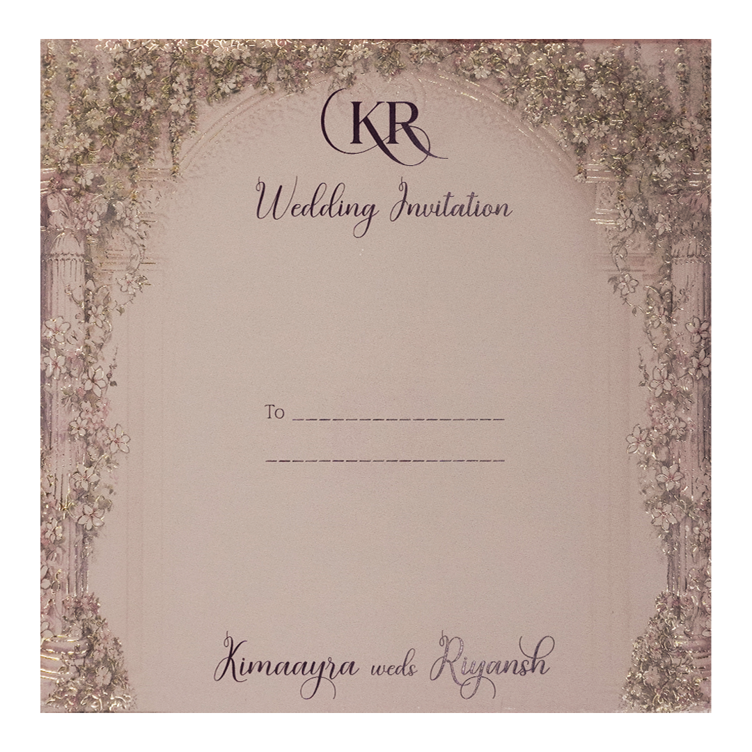 Lavender Floral Arch Padded Wedding Card-KSI64290