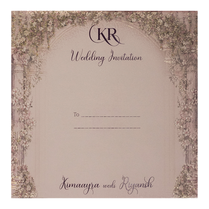 Lavender Floral Arch Padded Wedding Card-KSI64290