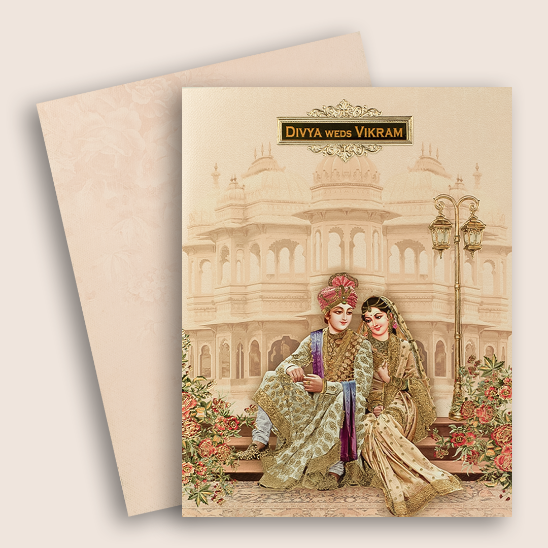 Pink Royal Bride Groom Box Invitation Card-KNKN6302