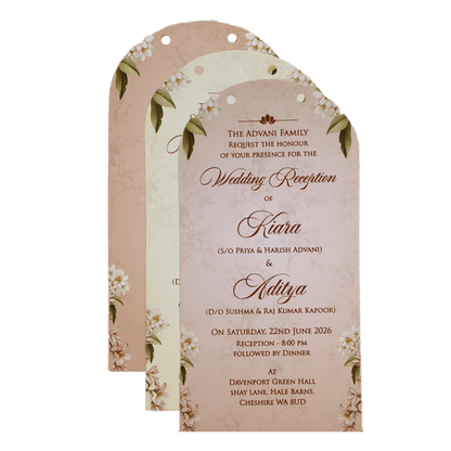 Pastel Cream Floral Layered Wedding Card - KFR15050