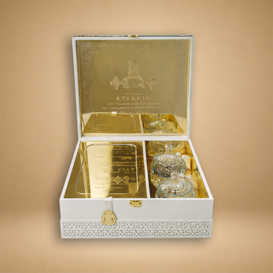 White Premium Laser Cut Luxury Invitation Box - KNLW20242