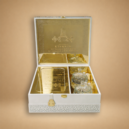 White Premium Laser Cut Luxury Invitation Box - KNLW20242