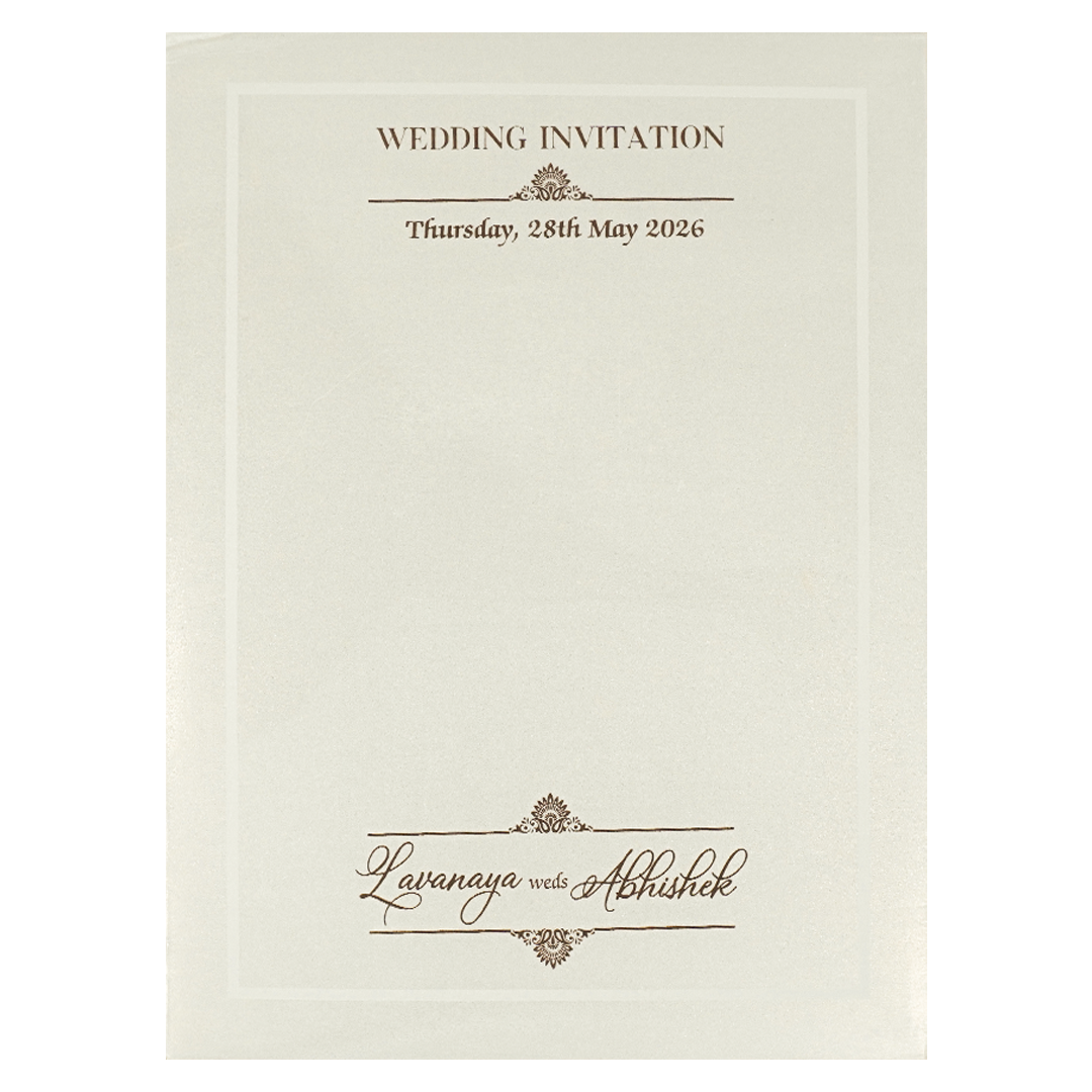 White Ganesha Medallion Floral Padded Wedding Card-KRE26300