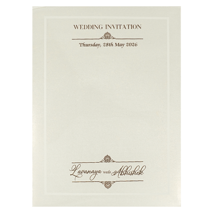 White Ganesha Medallion Floral Padded Wedding Card-KRE26300