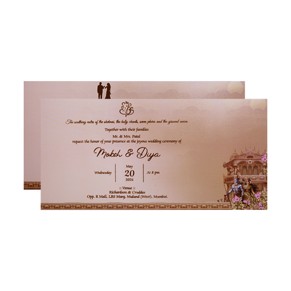 Gold Embossed Ram Sita Palace Wedding Invitation Card-KPR06500