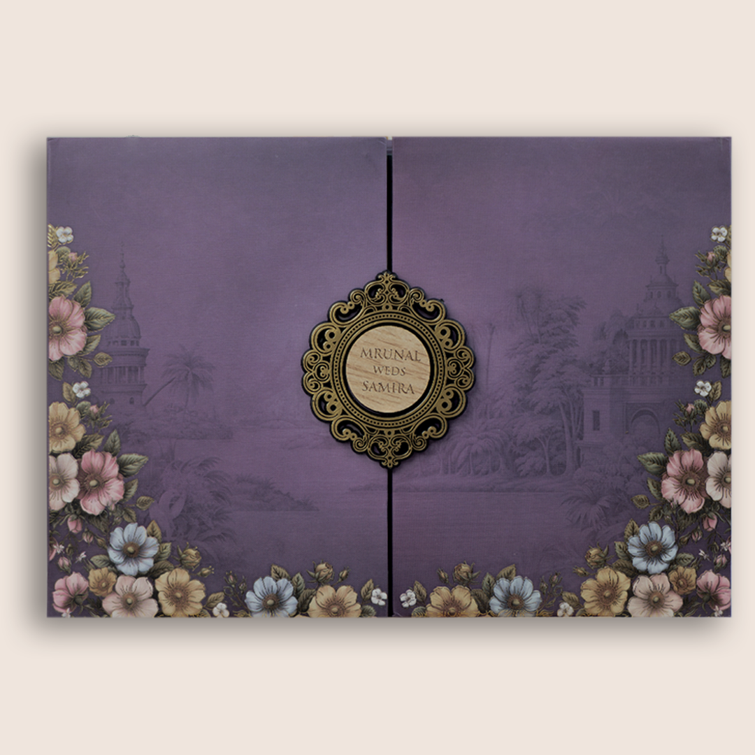 Purple Door Style Floral Wedding Card - KVN07860