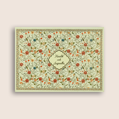 White Floral Colourfull Padded Wedding Card - KAA05470