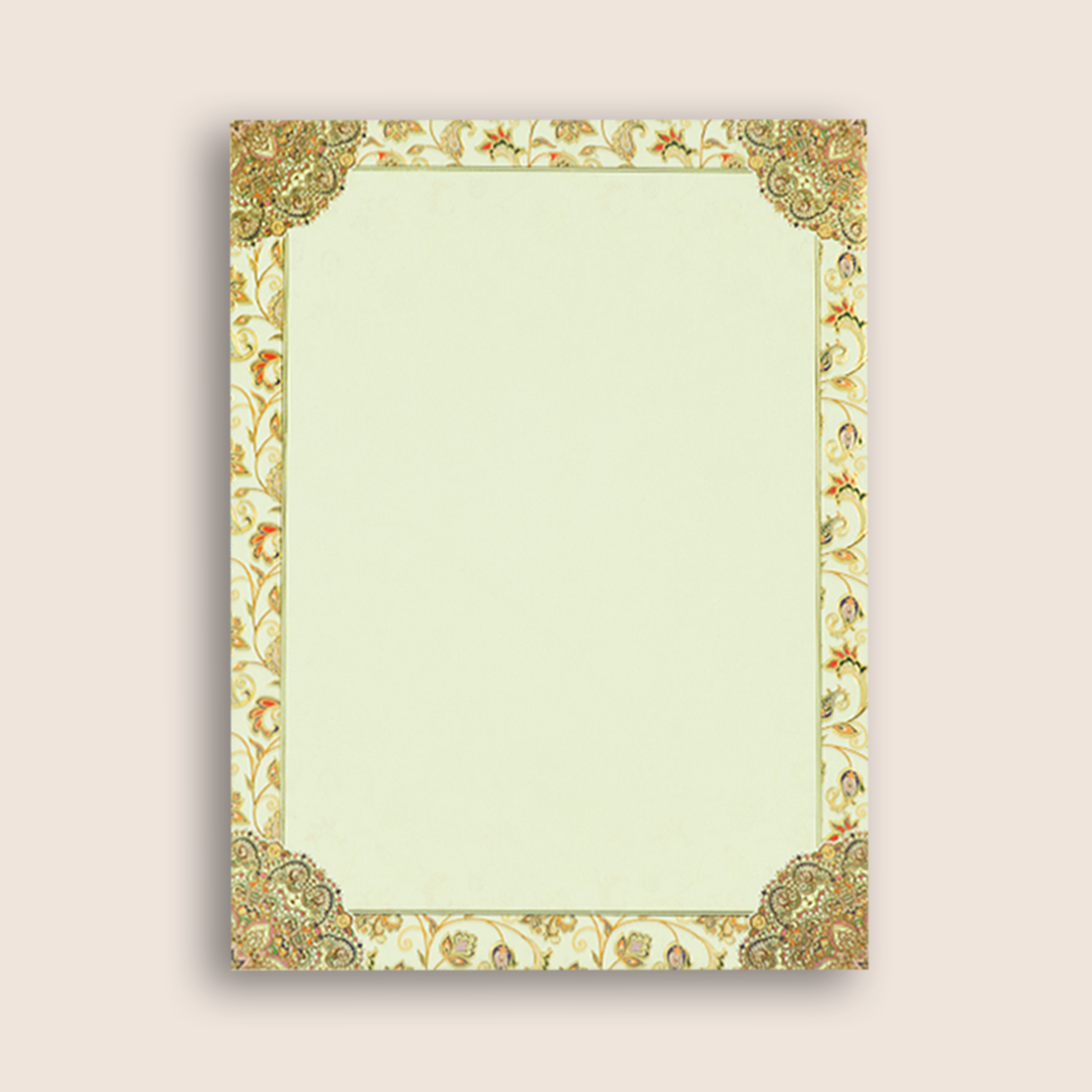 Cream Floral Pattern Wedding Card - KAA05030