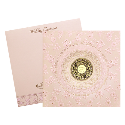Pink Floral Padded Wedding Card - KMMWD1122