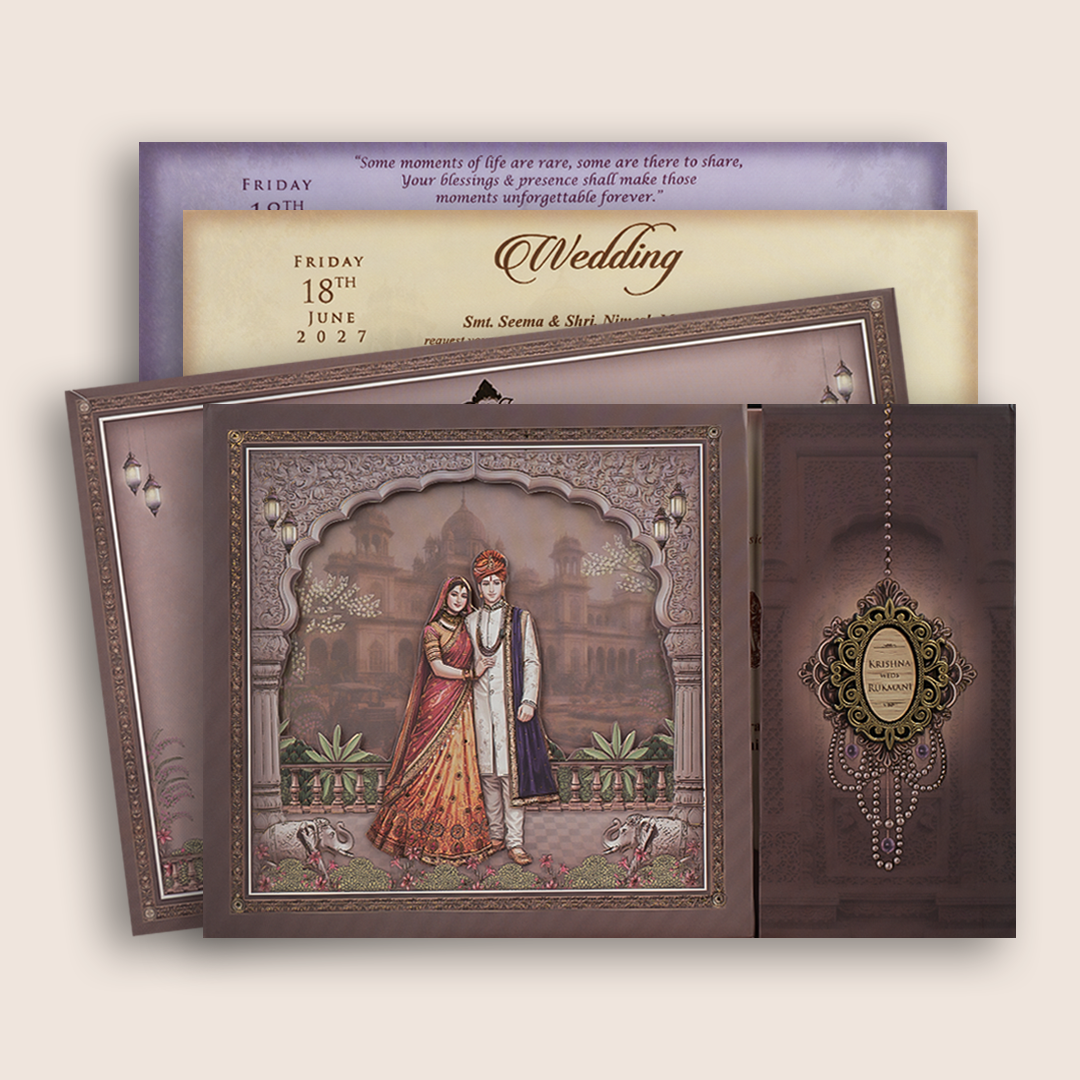 Warm Pink Floral Padded Invitation card - KJTS1918