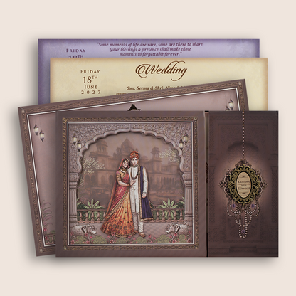 Warm Pink Floral Padded Invitation card - KJTS1918