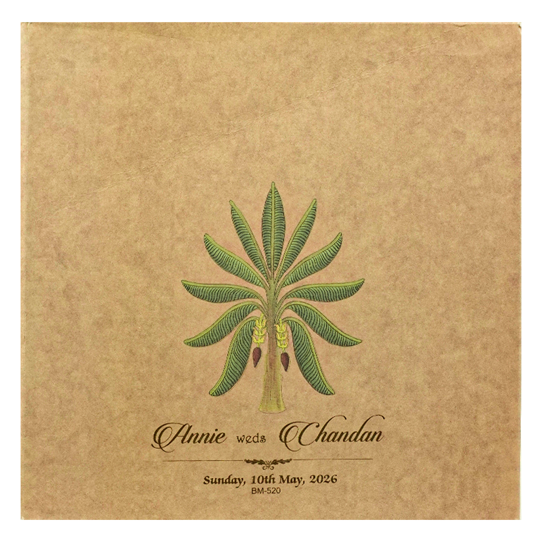 Green Forest Floral Padded Wedding Card-KBM05200