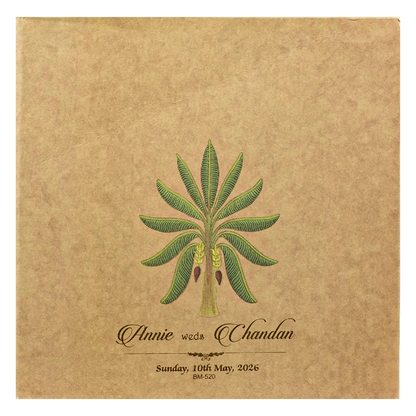 Green Forest Floral Padded Wedding Card-KBM05200