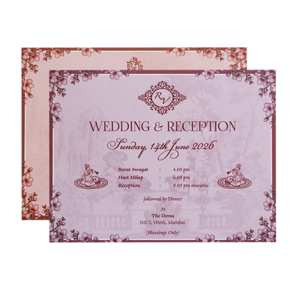 Cream Garden Couple Floral Padded Wedding Card - KVN07290