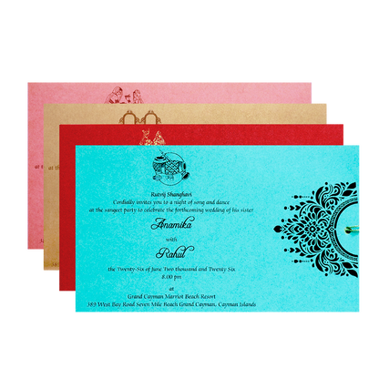 Blue Gold Mandala Cutout Wedding Card-KPR06360