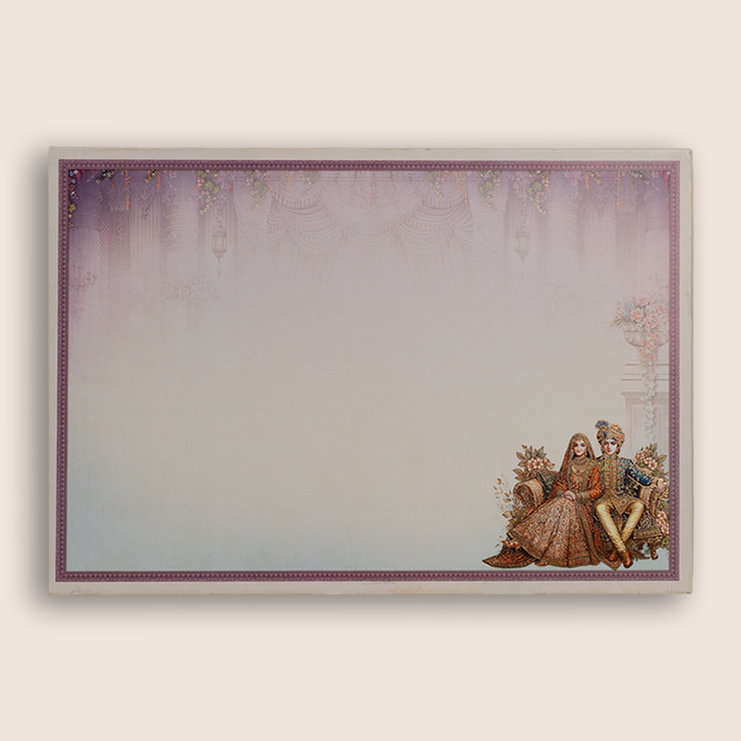 Lavender Padded Bride Groom Wedding Card - KAA05970