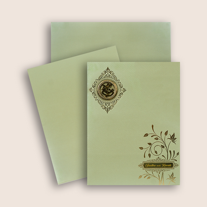 Light Olive Green Wedding Card - KNKGN5026