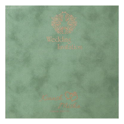 Green Bride Groom Laser-Cut Wedding Card-KRC31570