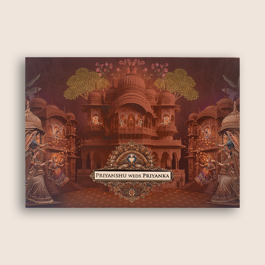 Brown Royal Palace Wedding Card - KAA05330