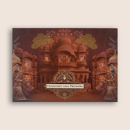 Brown Royal Palace Wedding Card - KAA05330