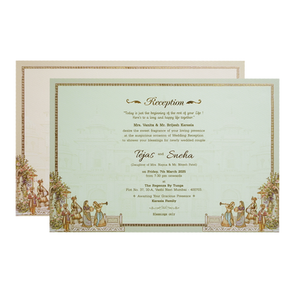 Grey Palace Laser Cut Padded 3D Couple Wedding Card-KMMEX8120