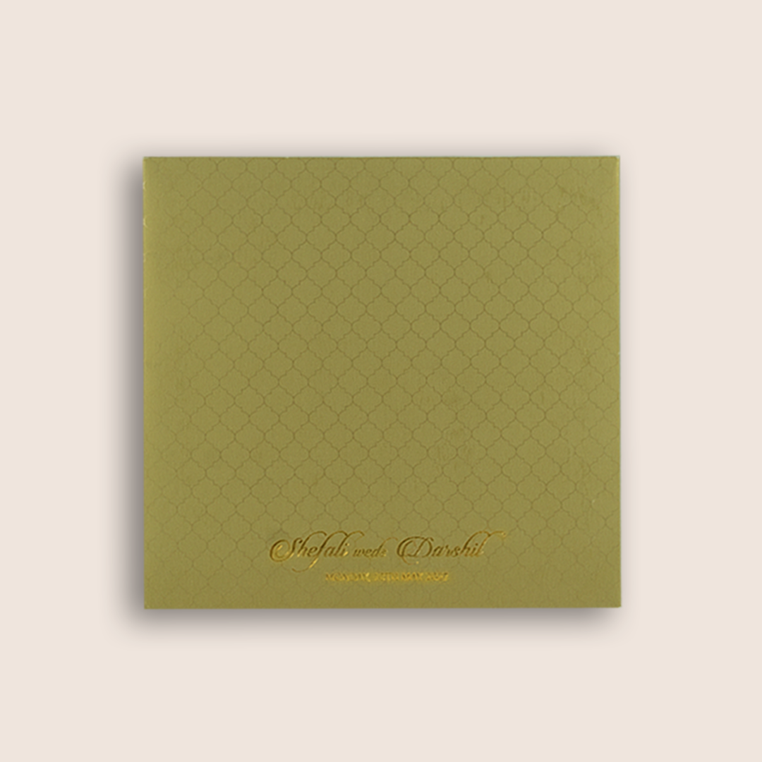 Metallic Olive Green Padded Invitation Card - KPR020070