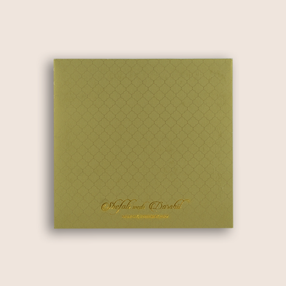 Metallic Olive Green Padded Invitation Card - KPR020070
