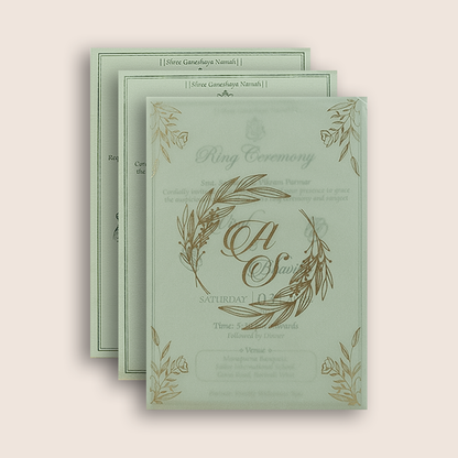 Pastel Green Floral Laser Cut Wedding Invitation - KMARA531