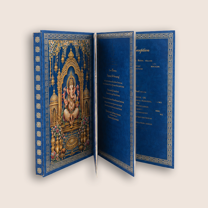 Royal Blue Premium 3D Palace  Booklet Style Wedding Invitation - KNLW202576