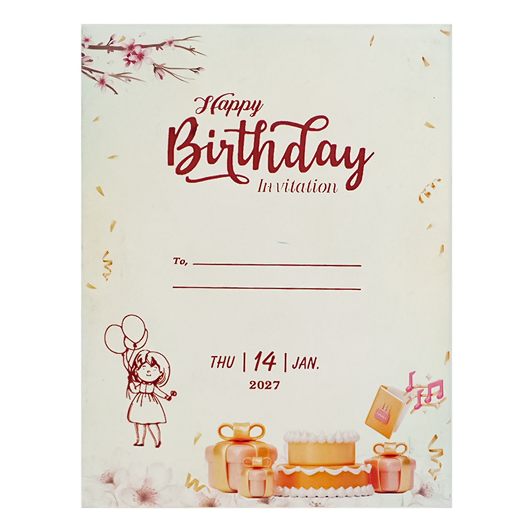 Cream Snow White Birthday Card-KNKRL118
