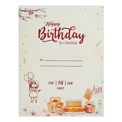 Cream Snow White Birthday Card-KNKRL118