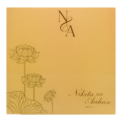 Gold Vishnu Lakshmi Lotus Padded Wedding Card-KBM05170