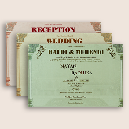 Sandal Floral Bride Groom Padded Wedding Invitation - KSH18090