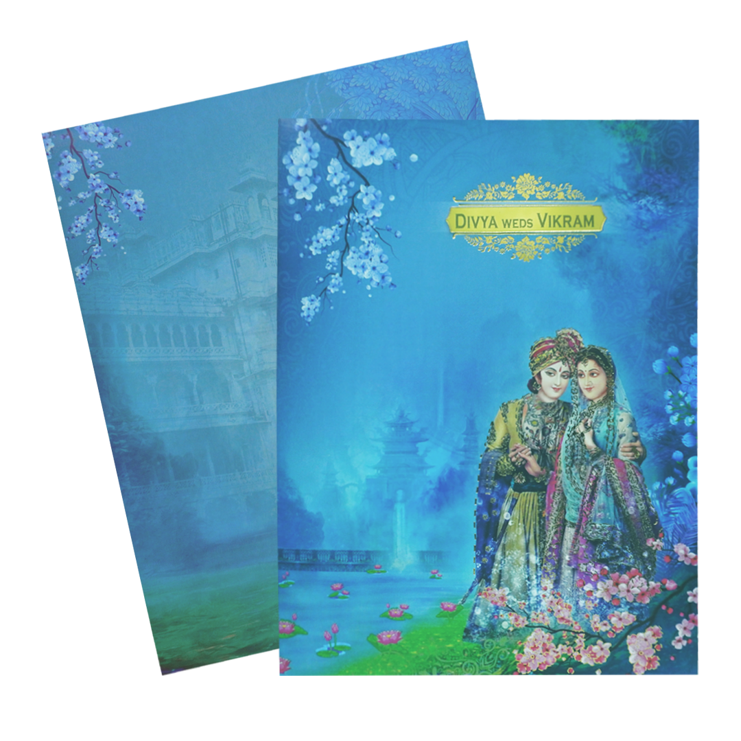 Blue Classic Maharaja And Maharani Offset Print-KNKC4039