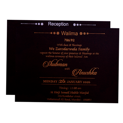 Luxury Black &amp; Gold Embossed Wedding Invitation Box-KRB09712