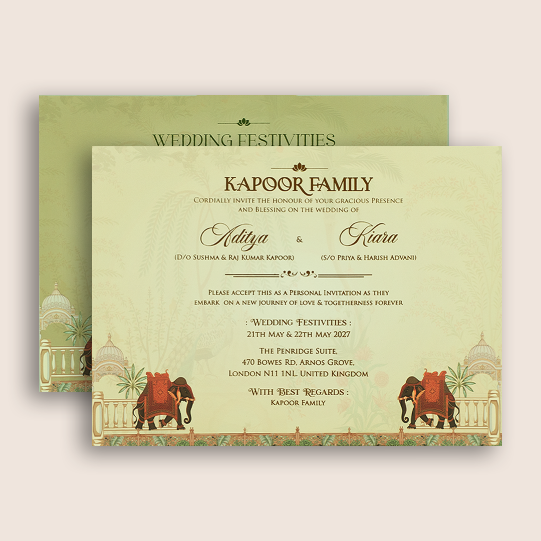 Cream Jharokha Door Style Padded Wedding Card - KFR17500