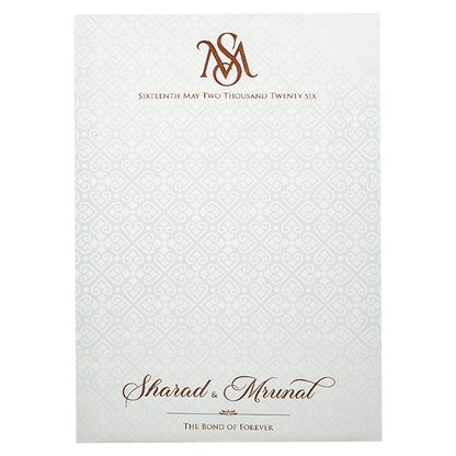 White Embossed Floral Wedding card-KRE28670