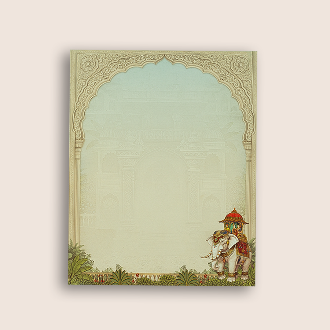 Grey Royal Palace Baraat Padded Wedding Card - KAA05540