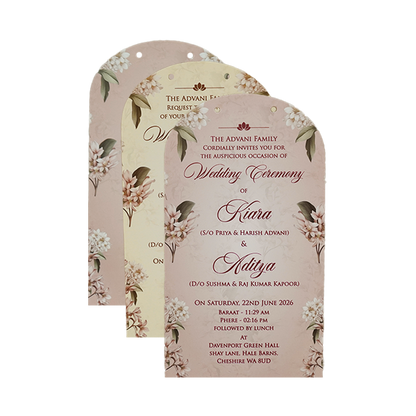 Pastel Pink Floral Cutout Wedding Card - KFR16250